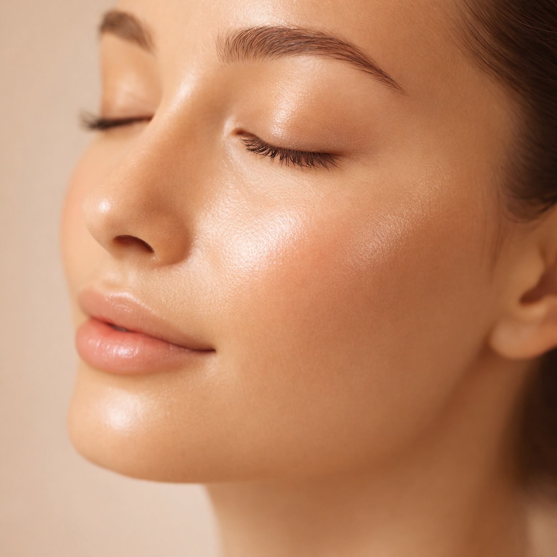 Rostro de mujer con piel luminosa y uniforme
