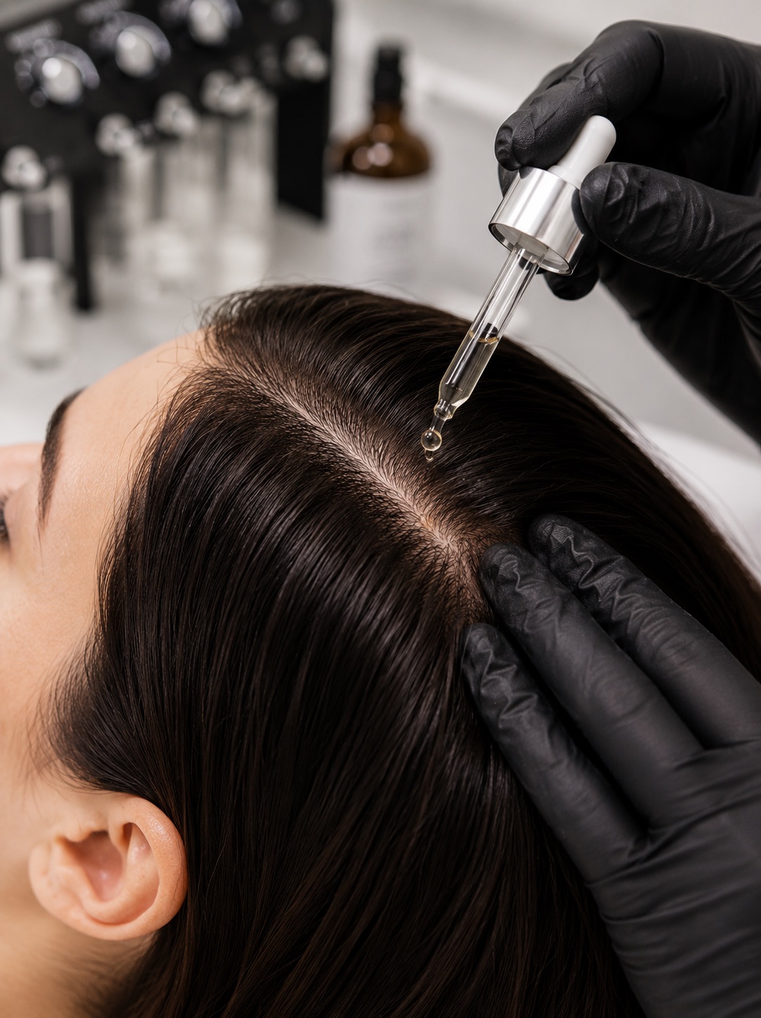 Aplicación de Hair Density en el cuero cabelludo