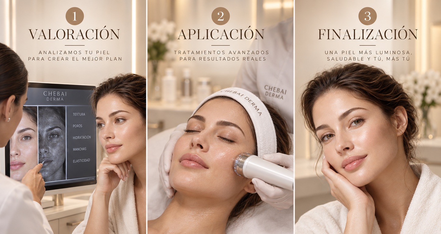 Fases de un protocolo CHEBAI DERMA: valoración, aplicación y finalización