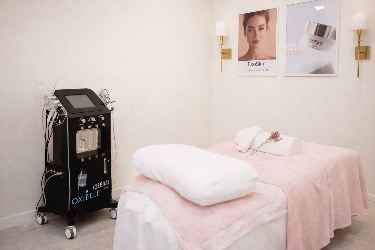 Cabina de estética preparada con equipo Velure