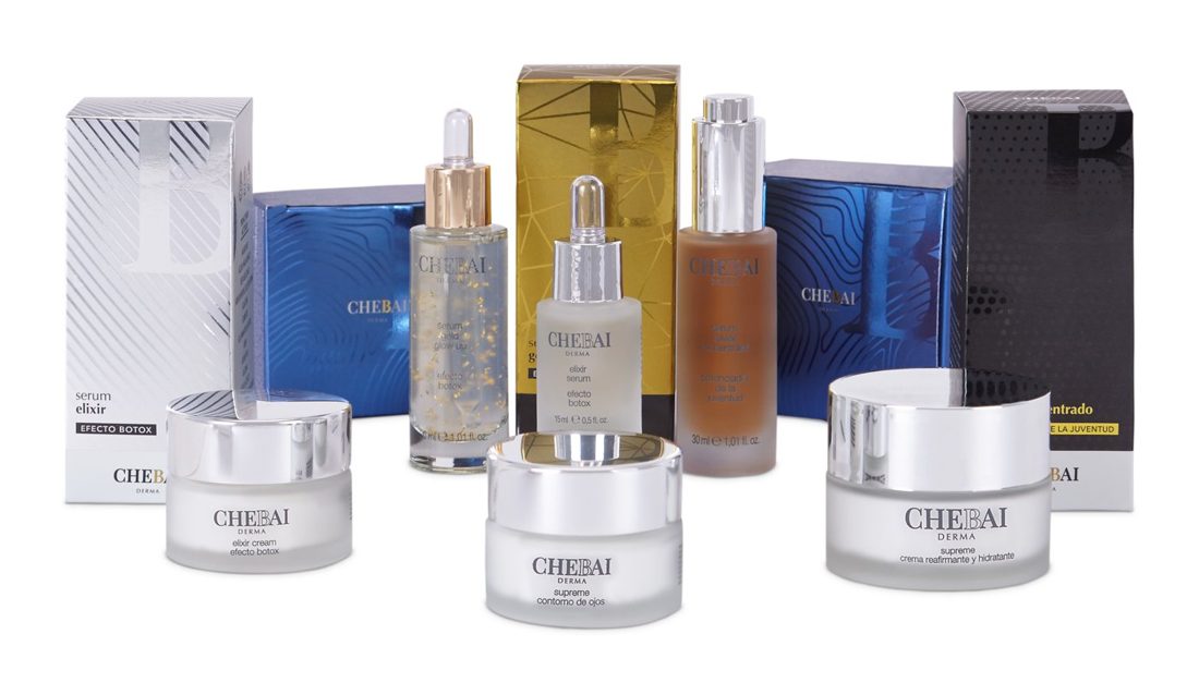 Colección de cosmética CHEBAI DERMA: SUPREME, ELIXIR, CAVIAR y GOLD con sus estuches